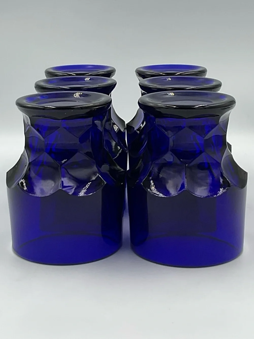 Vintage Viking Glass 8oz Georgian Cobalt Blue Flat Tumblers-Set of 6